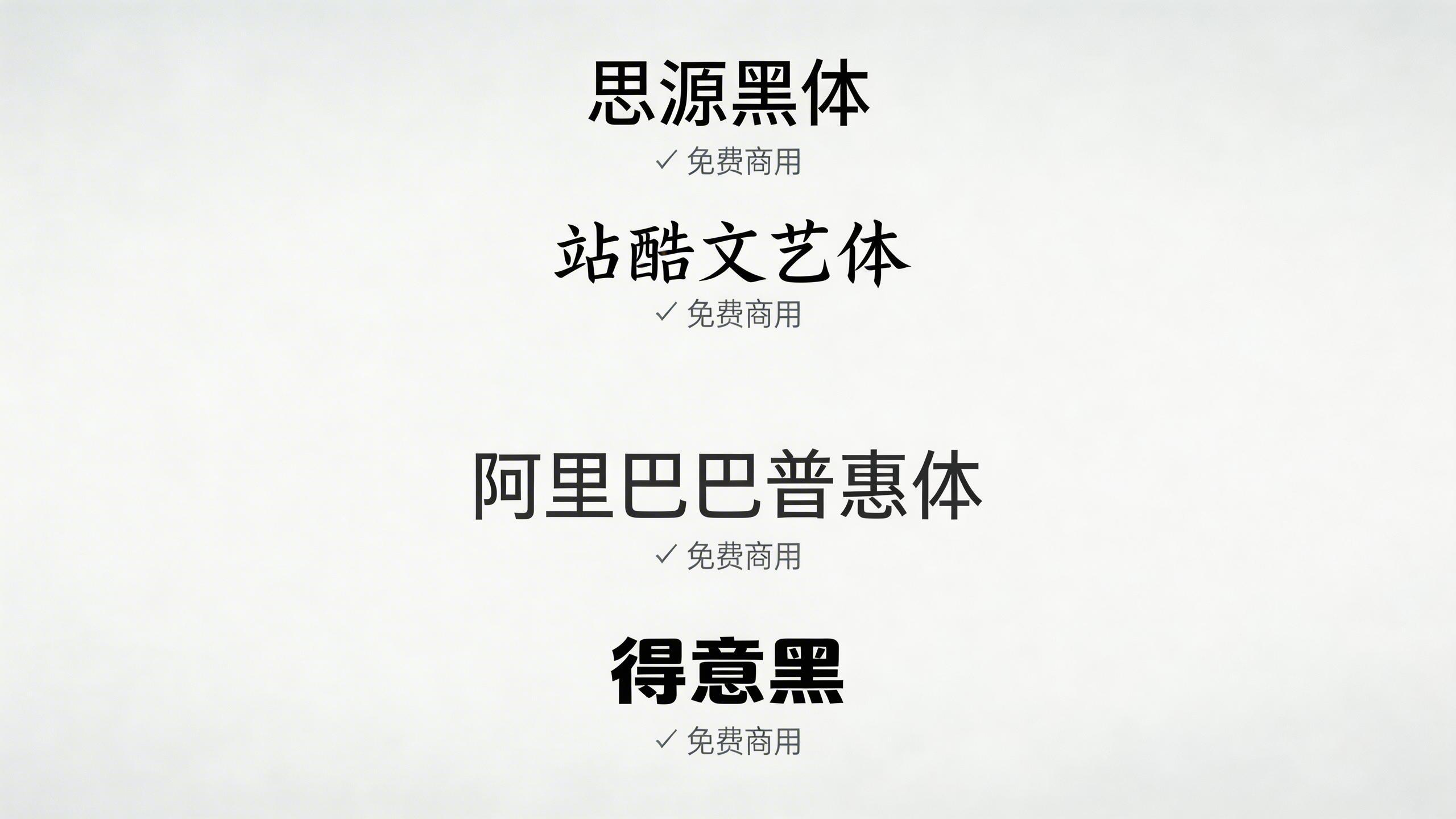 几类可以免费商用的中文字体